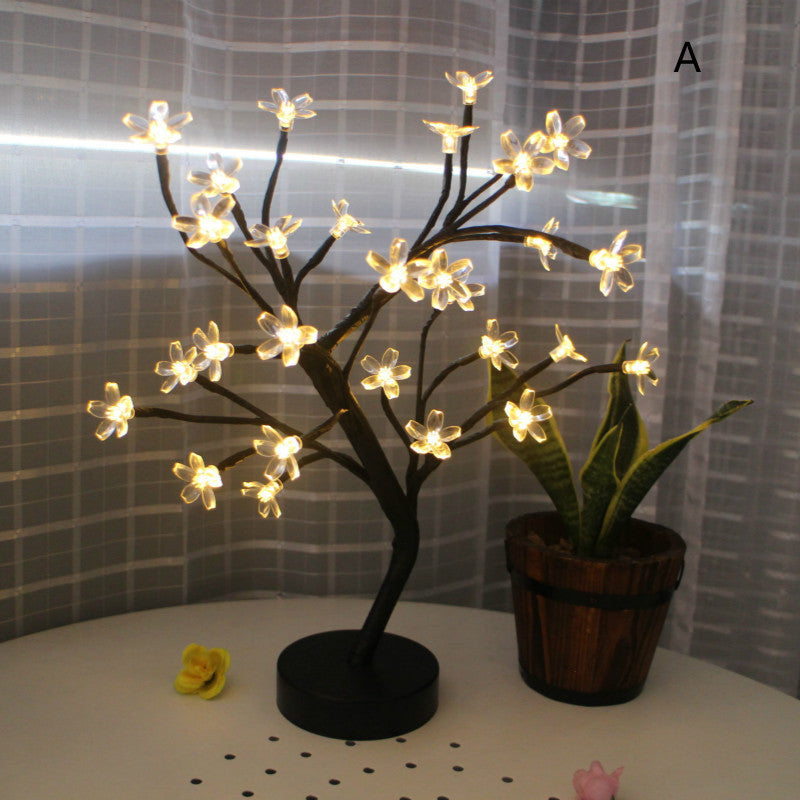 LED Fiber Optic Flower Tree Lamp Warm Table Lamp