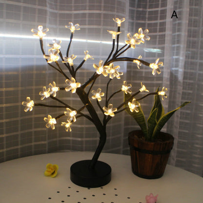 LED Fiber Optic Flower Tree Lamp Warm Table Lamp