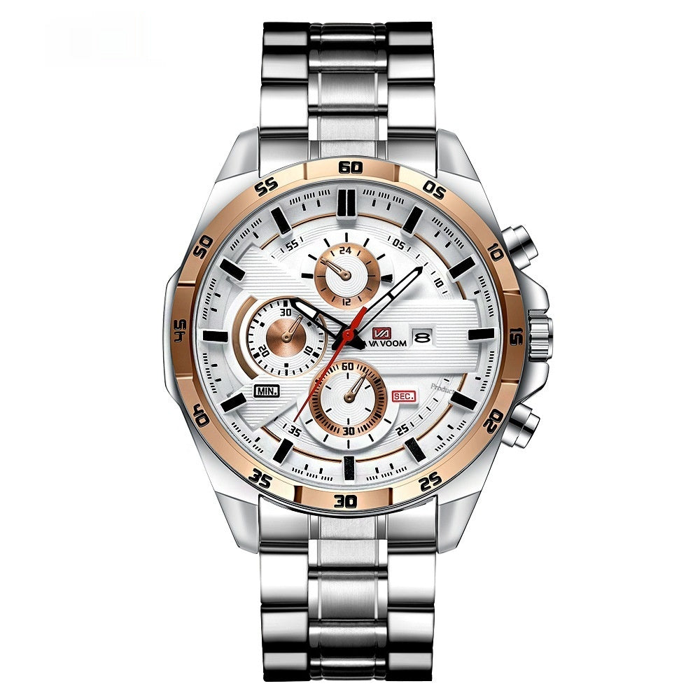 Business Calendar Waterproof Multifunctional Decorative Casual Quartz Watch