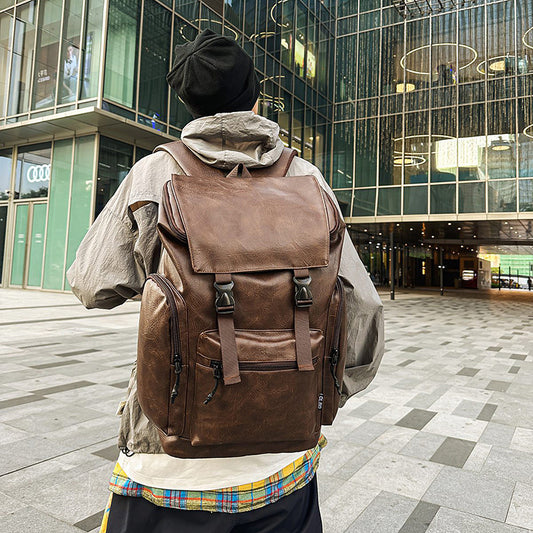 Sac à dos d'ordinateur rétro en cuir de vache pour homme et femme, couleur givrée