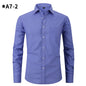 Men's Business Formal Solid Color Polo Collar Plaid Shirt