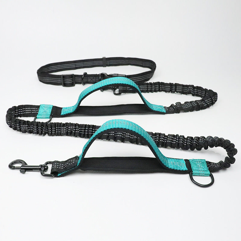 Laisse réfléchissante multifonction pour chien, accessoire de course pour animaux de compagnie, double élastique, traction