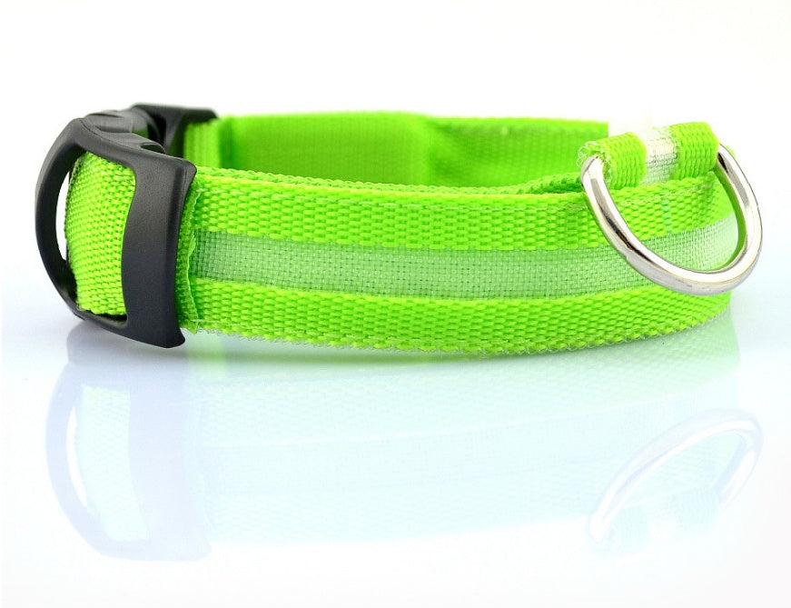 Collier lumineux LED en nylon pour chien et chat, sécurité nocturne, clignotant, brille dans le noir, laisse réglable, fournitures pour animaux de compagnie