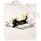 Cartoon Cat Printed Canvas Shoulder Bag Folding Hand Bag