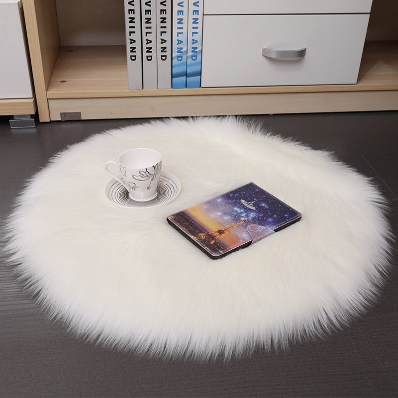 Tapis de sol en peluche pour la maison, tapis de sol rond en laine pour chambre à coucher