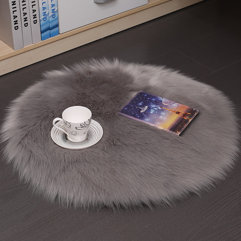 Tapis de sol en peluche pour la maison, tapis de sol rond en laine pour chambre à coucher
