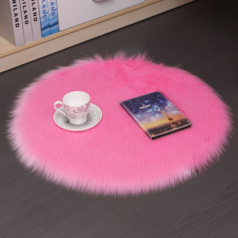 Tapis de sol en peluche pour la maison, tapis de sol rond en laine pour chambre à coucher