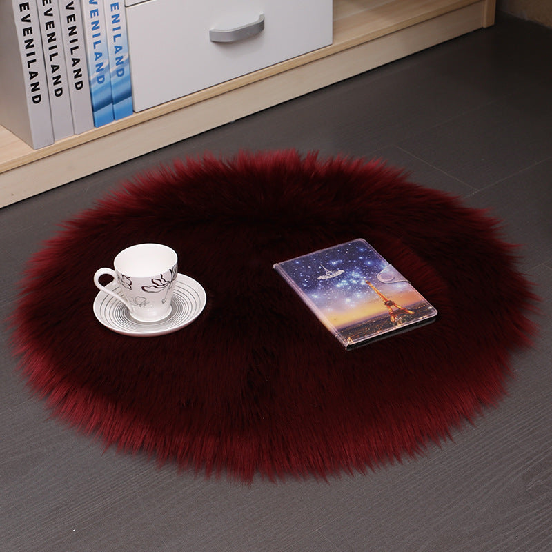 Tapis de sol en peluche pour la maison, tapis de sol rond en laine pour chambre à coucher