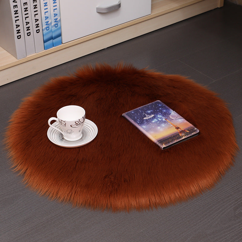 Tapis de sol en peluche pour la maison, tapis de sol rond en laine pour chambre à coucher