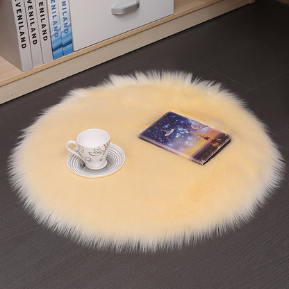 Tapis de sol en peluche pour la maison, tapis de sol rond en laine pour chambre à coucher