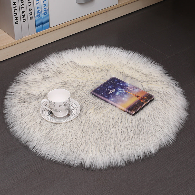 Tapis de sol en peluche pour la maison, tapis de sol rond en laine pour chambre à coucher