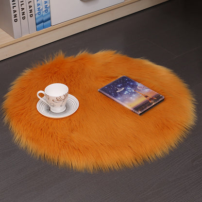 Tapis de sol en peluche pour la maison, tapis de sol rond en laine pour chambre à coucher