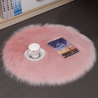 Tapis de sol en peluche pour la maison, tapis de sol rond en laine pour chambre à coucher