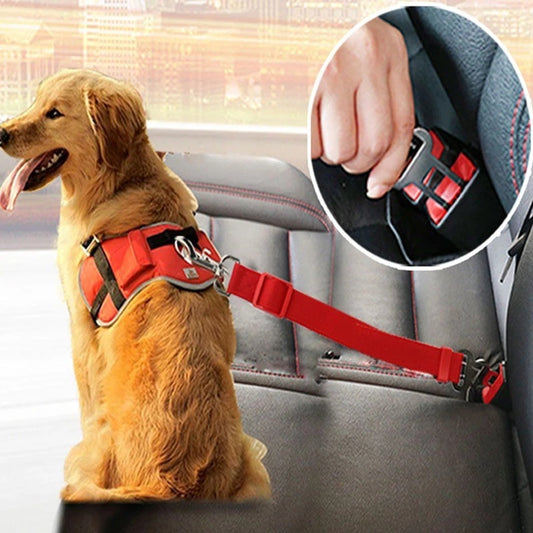 Ceinture de sécurité réglable pour chien et chat, harnais pour véhicule, clip de laisse, levier de sécurité, colliers de traction, accessoires pour chiens, produits pour animaux de compagnie