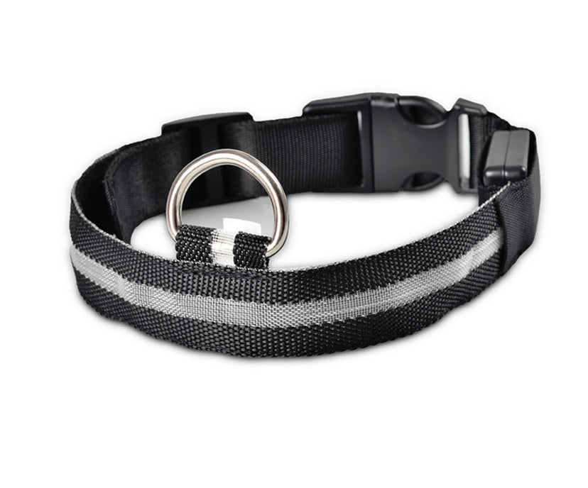 Collier lumineux LED en nylon pour chien et chat, sécurité nocturne, clignotant, brille dans le noir, laisse réglable, fournitures pour animaux de compagnie