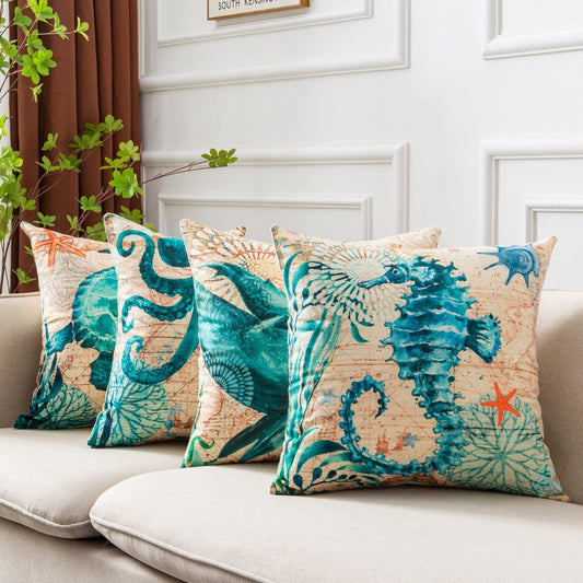 Housses de coussin imprimées tortue de mer, taies d'oreiller décoratives pour canapé, chaise, siège