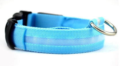 Collier lumineux LED en nylon pour chien et chat, sécurité nocturne, clignotant, brille dans le noir, laisse réglable, fournitures pour animaux de compagnie