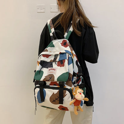 Sac à dos de voyage de couleur contrastée style Mori pour lycéens et étudiants