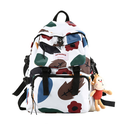 Sac à dos de voyage de couleur contrastée style Mori pour lycéens et étudiants