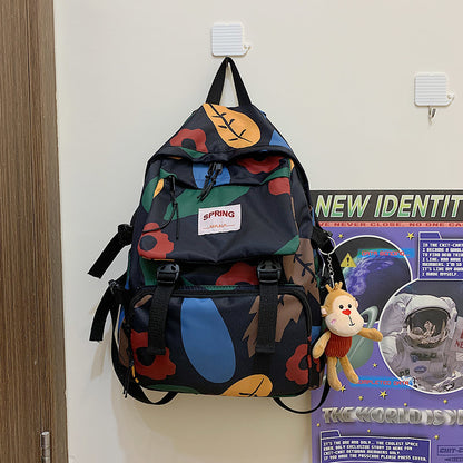 Sac à dos de voyage de couleur contrastée style Mori pour lycéens et étudiants
