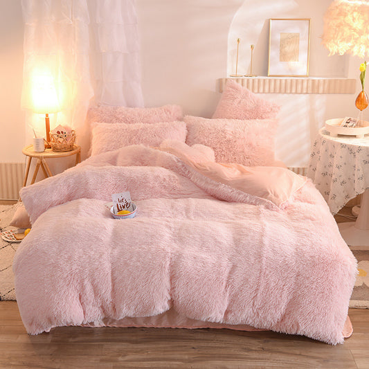 Housse de couette en polaire épaisse de luxe pour lit Queen Size et King Size, housse de couette et taie d'oreiller, en peluche moelleuse, à poils longs, parure de lit pour l'hiver, garde au chaud