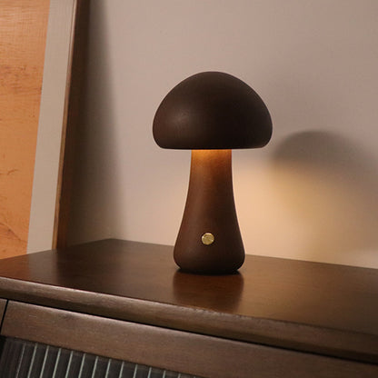 Veilleuse LED en bois en forme de champignon avec interrupteur tactile, idéale pour la chambre d'un enfant ou comme veilleuse décorative