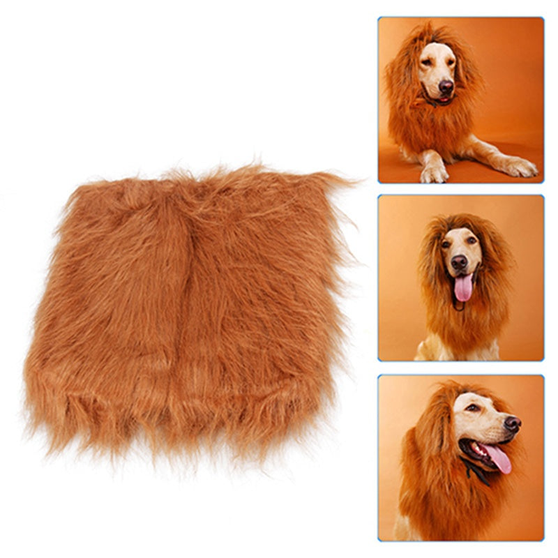 Costume de cosplay pour animal de compagnie, mignon, crinière de lion, perruque chaude d'hiver, décoration de fête pour chat et chien, avec oreilles
