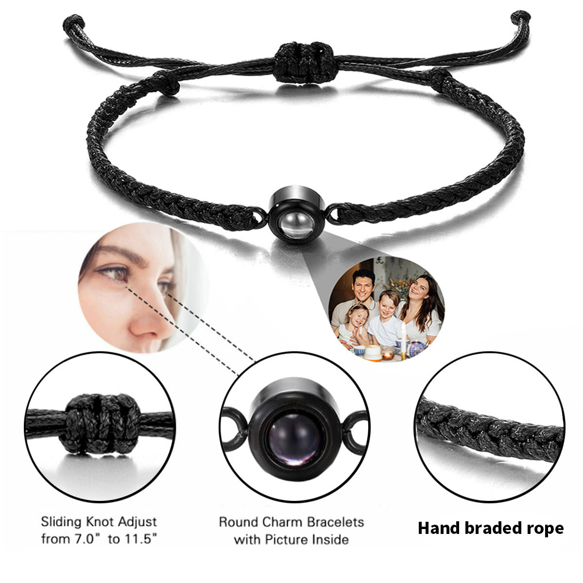 Projection Bracelets Circle Photo Bracelet Customized Colorful Woven Projection Bracelet Adjustable