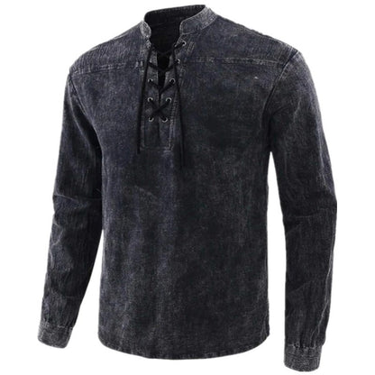 Stand Collar Retro Drawstring Casual Sports T-shirt