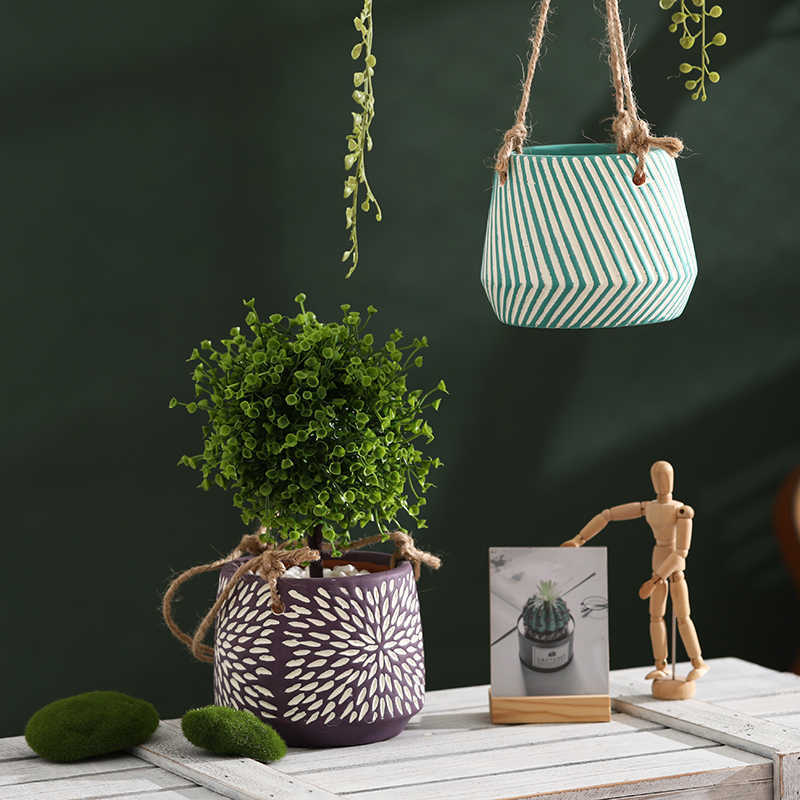 Cradle And Flower Pot Hanging Creative Green Radish Succulents