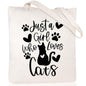 Cartoon Cat Printed Canvas Shoulder Bag Folding Hand Bag