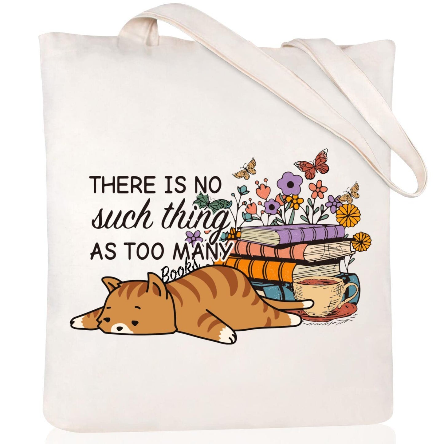 Cartoon Cat Printed Canvas Shoulder Bag Folding Hand Bag