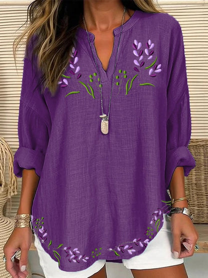 Women's 3D Digital Printing Fashion Round Neck Loose Shirt