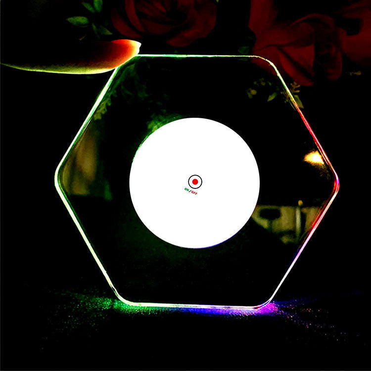 Dessous de verre lumineux à LED en acrylique, cristal, pour bar, cocktail, tasse, dessous de verre lumineux, base clignotante, décoration de table