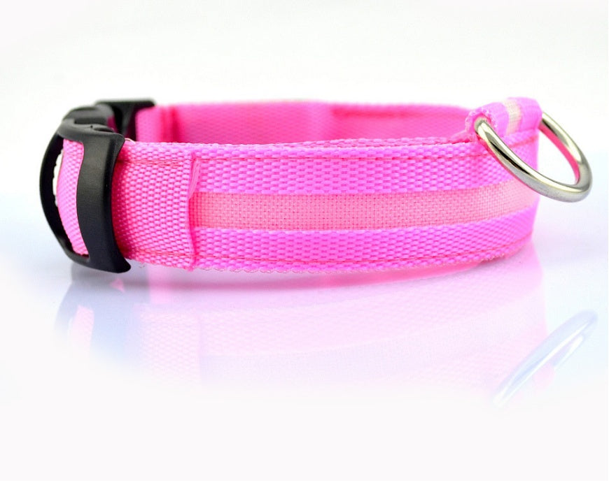 Collier lumineux LED en nylon pour chien et chat, sécurité nocturne, clignotant, brille dans le noir, laisse réglable, fournitures pour animaux de compagnie