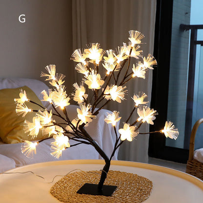 LED Fiber Optic Flower Tree Lamp Warm Table Lamp