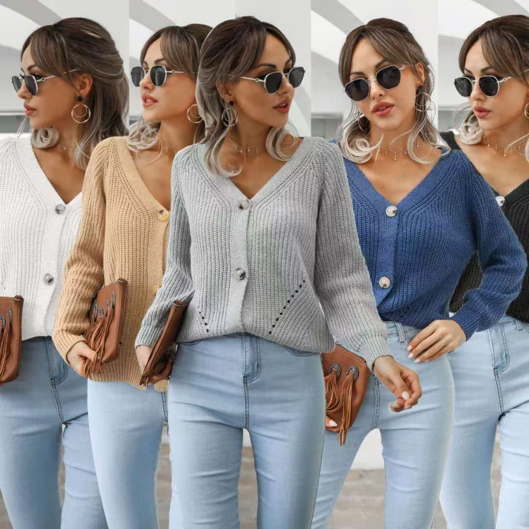 Casual Solid Color Buttons Knitwear Cardigan Sweater