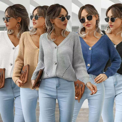Casual Solid Color Buttons Knitwear Cardigan Sweater