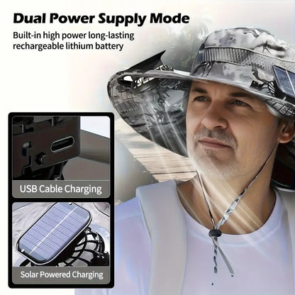 Solar Cooling Hat With Built-in USB Fan - For Outdoor Camping, Beach, And Construction - Lightweight And Breathable Sun Protection Hat For Men And Women - High-quality Outdoor Solar Fan Hat, Essential