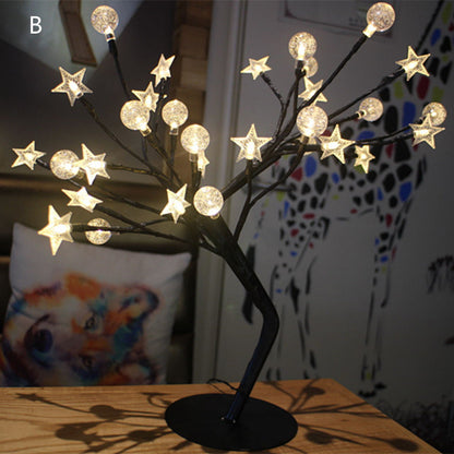 LED Fiber Optic Flower Tree Lamp Warm Table Lamp