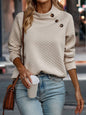 Solid Color Diamond-patterned Turtleneck Sweatshirt