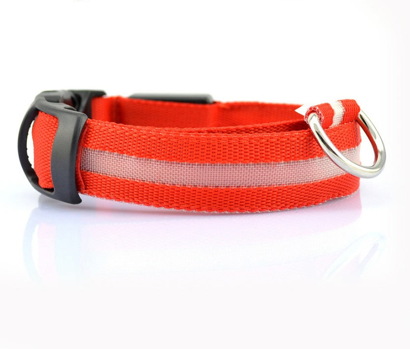 Collier lumineux LED en nylon pour chien et chat, sécurité nocturne, clignotant, brille dans le noir, laisse réglable, fournitures pour animaux de compagnie