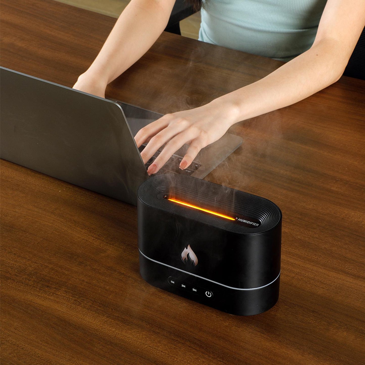Siming Flame Machine d'aromathérapie Maison Chambre Silencieux Atmosphère Lumière Humidificateur Diffuseur de Flamme Décoration Intérieure
