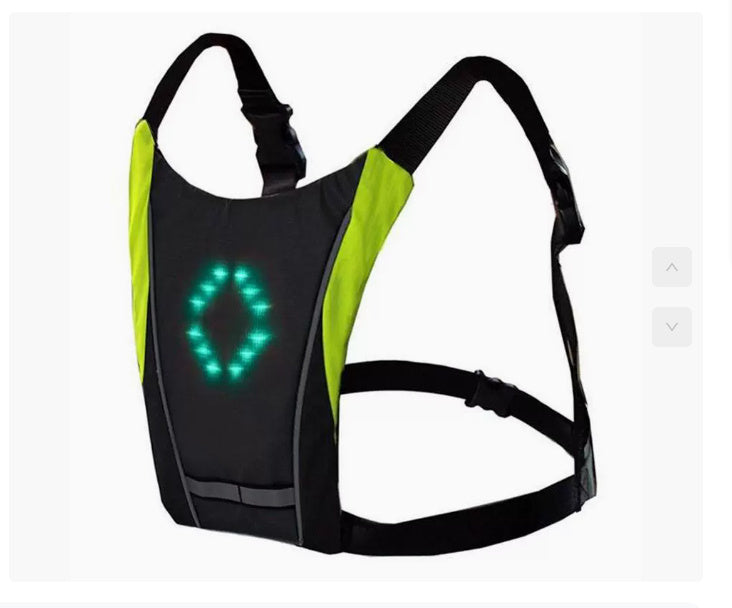 USB Rechargeable Reflective Vest Backpack with LED Turn Signal Light Remote Control Outdoor Sport Safety Bag Gear for Cycling