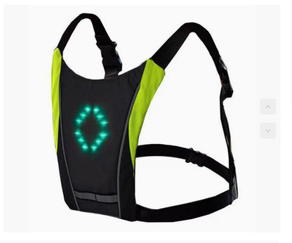 USB Rechargeable Reflective Vest Backpack with LED Turn Signal Light Remote Control Outdoor Sport Safety Bag Gear for Cycling