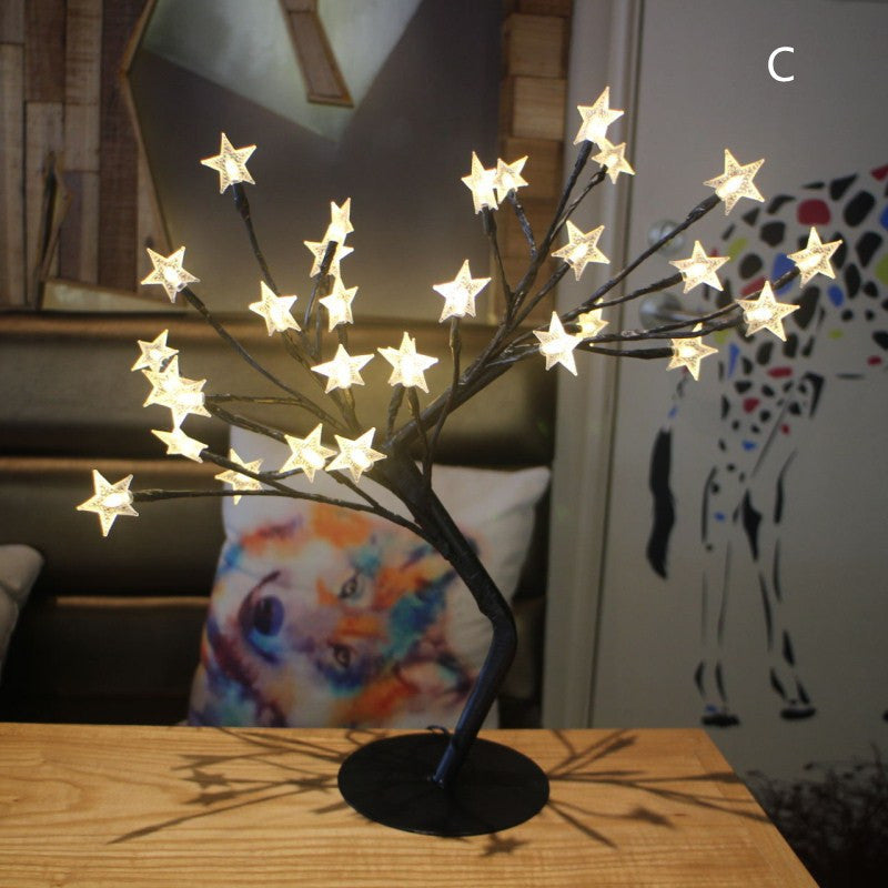 LED Fiber Optic Flower Tree Lamp Warm Table Lamp
