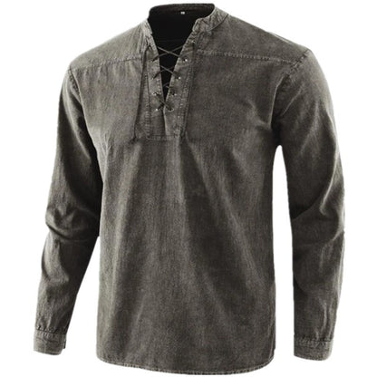 Stand Collar Retro Drawstring Casual Sports T-shirt
