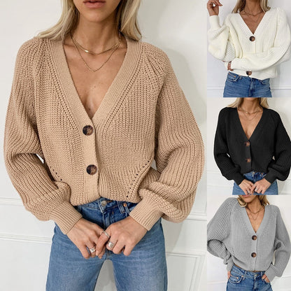 Casual Solid Color Buttons Knitwear Cardigan Sweater