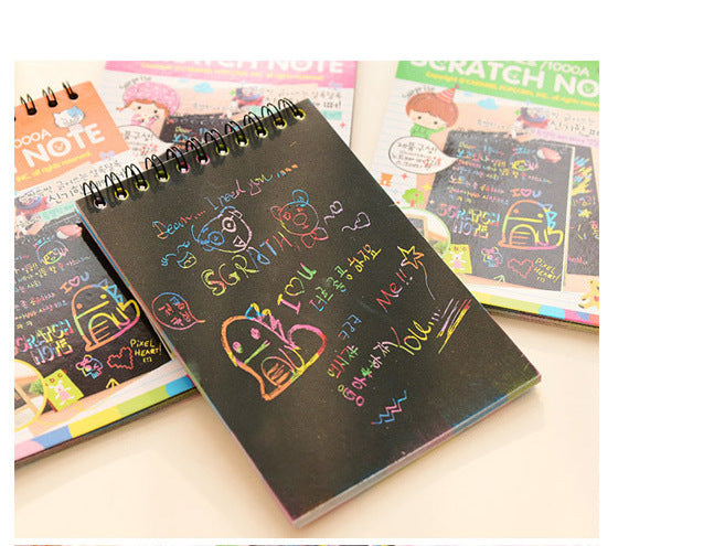 DIY Diary Mini Notebook Black Paper Notepad Sketch Graffiti Notebook Drawing Painting Office School Stationery for Kids Gift