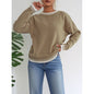 Women's Round Neck Contrast Color Stitching Leisure Pullover Loose Sweater